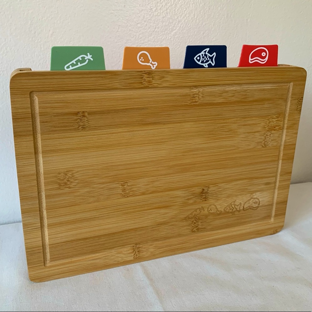 NEW Art and Cook 5 Piece Bamboo Cutting Board Quick Change Cutting Mats